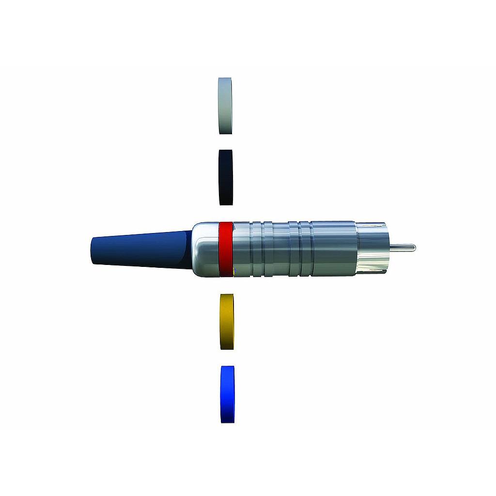 [RZ07I] Fiche RCA mâle corps métal - Bagues 5 couleurs